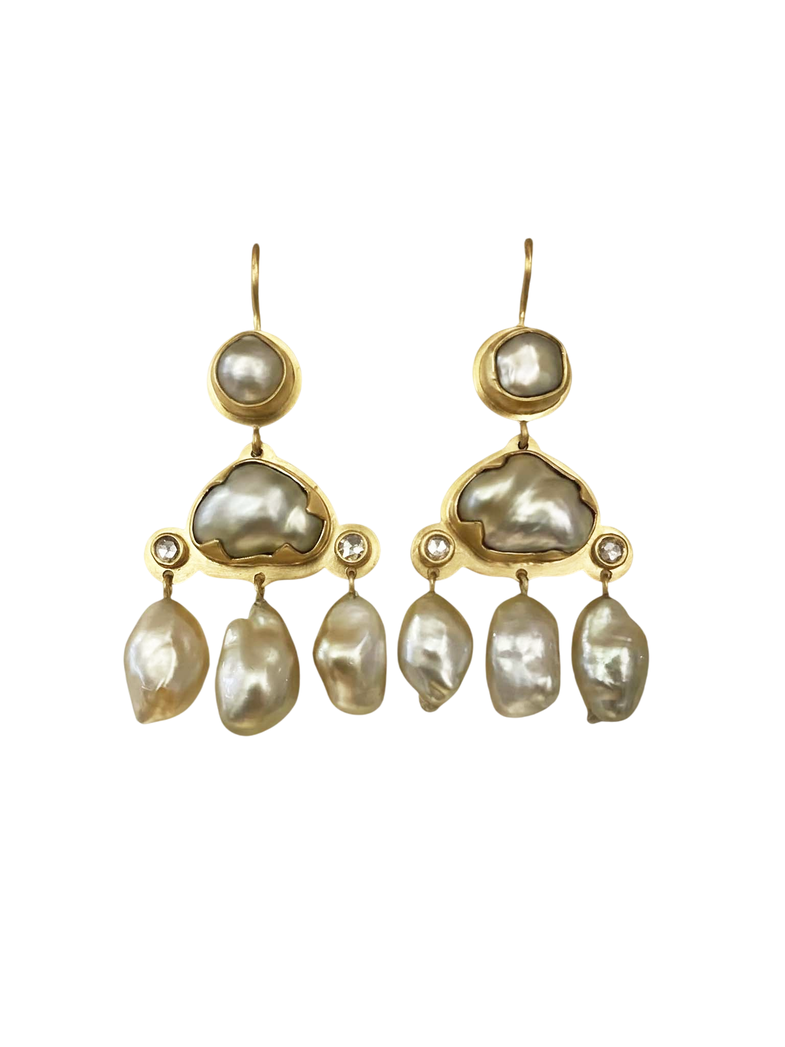 Keshi Pearl and Diamond earrings